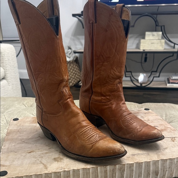 Vintage Justin Men's 10 E Brown Leather Cowboy Boots